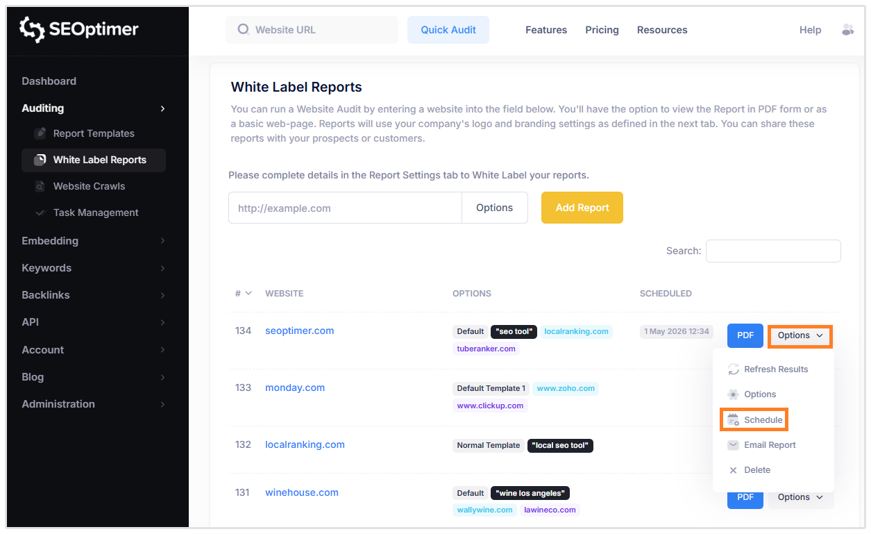 Schedule Report